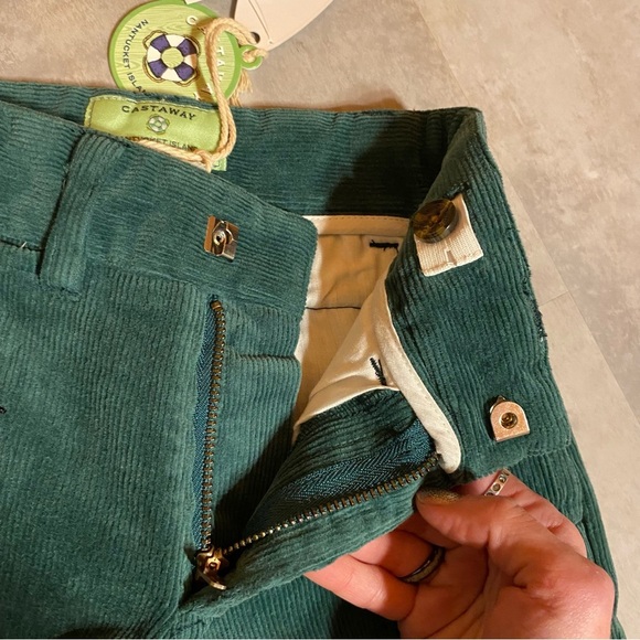 NWT Castaway Santa Stuck Chimney Embroidered Corduroy Green Hunter Christmas New - Picture 9 of 10